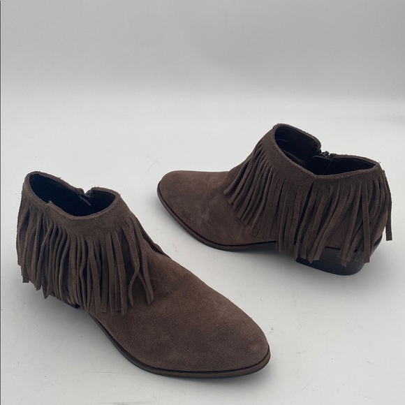 Steve Madden Brown Fringed Western Boots women 6.5M leather suede boho Festival - Picture 1 of 12